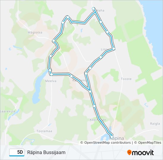 Автобус 5D: карта маршрута