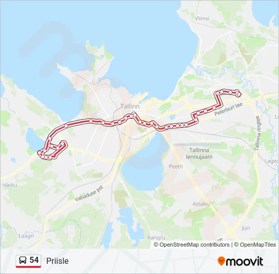 54 Bus Line Map