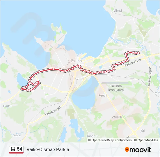 54 Bus Line Map