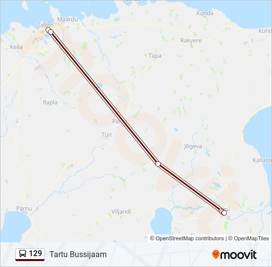 129 Route: Schedules, Stops & Maps - Tartu Bussijaam (Updated)