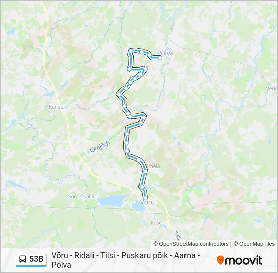 Автобус 53B: карта маршрута