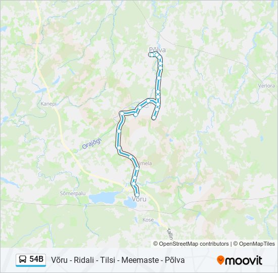 54B bus Line Map