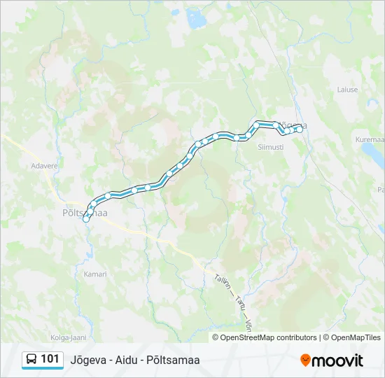 Автобус 101: карта маршрута