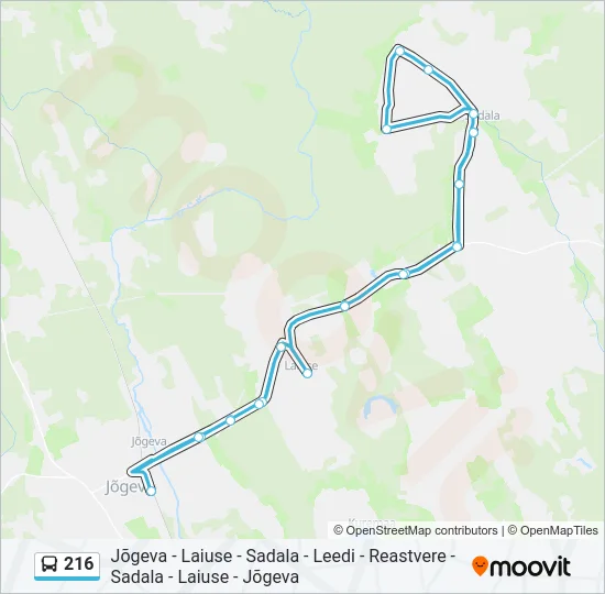 Автобус 216: карта маршрута