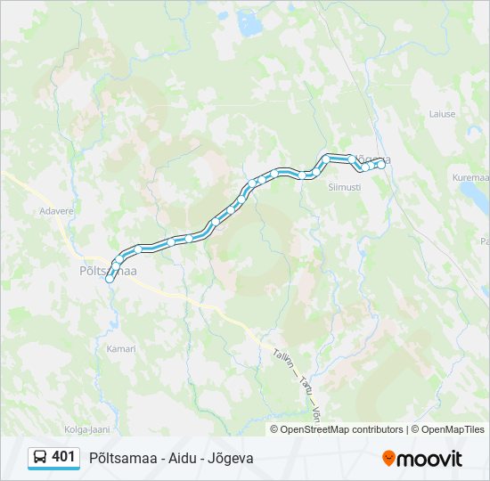 401 bus Line Map