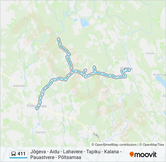 Автобус 411: карта маршрута