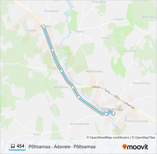 454 bus Line Map