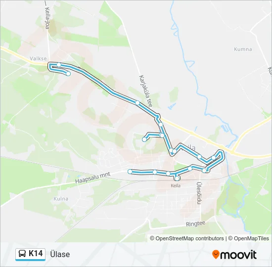 Автобус K14: карта маршрута
