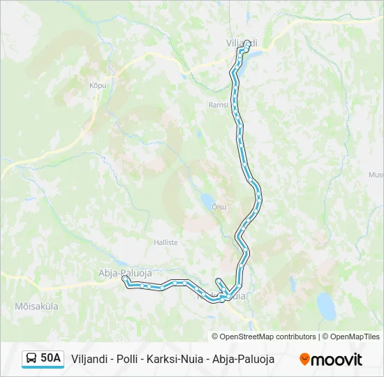 Автобус 50A: карта маршрута