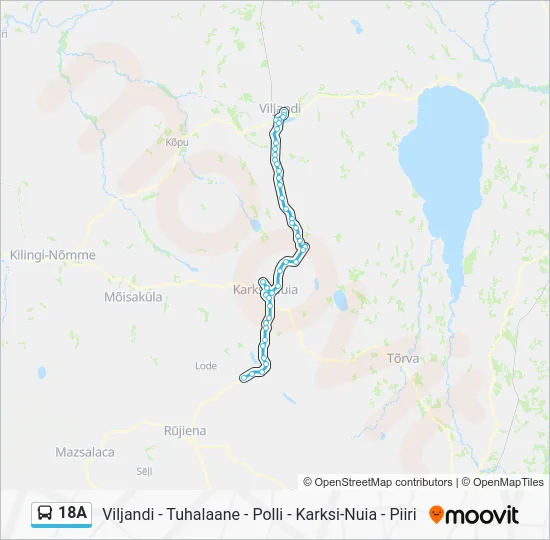 Автобус 18A: карта маршрута