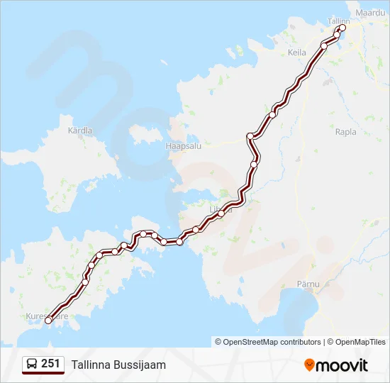 Автобус 251: карта маршрута