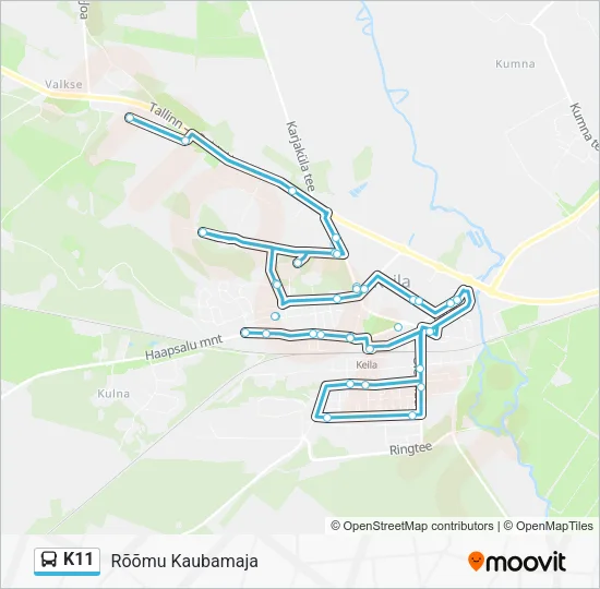 Автобус K11: карта маршрута