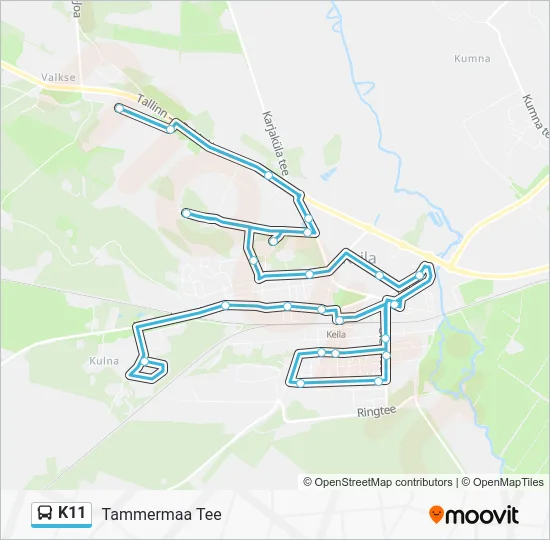 Автобус K11: карта маршрута