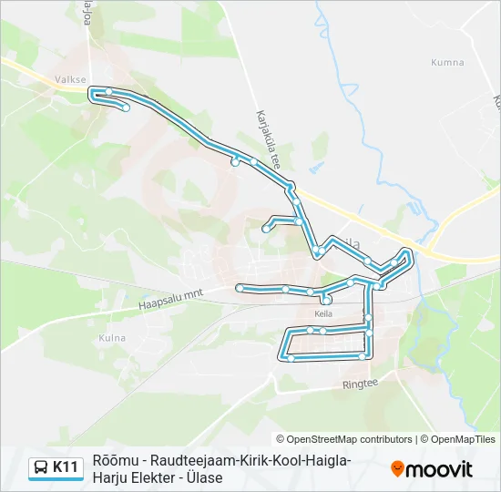 K11 Bus Line Map