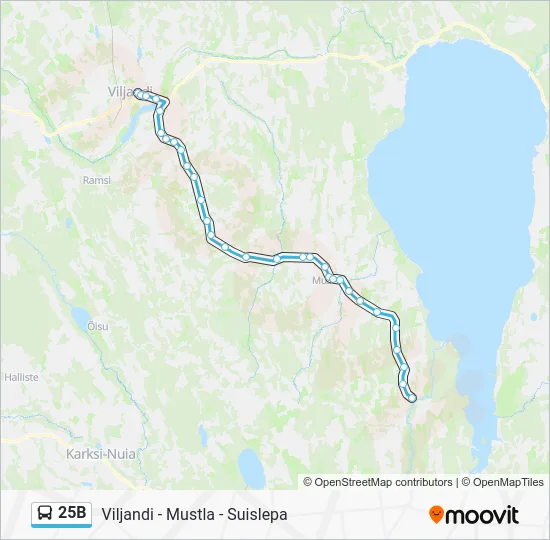 Автобус 25B: карта маршрута