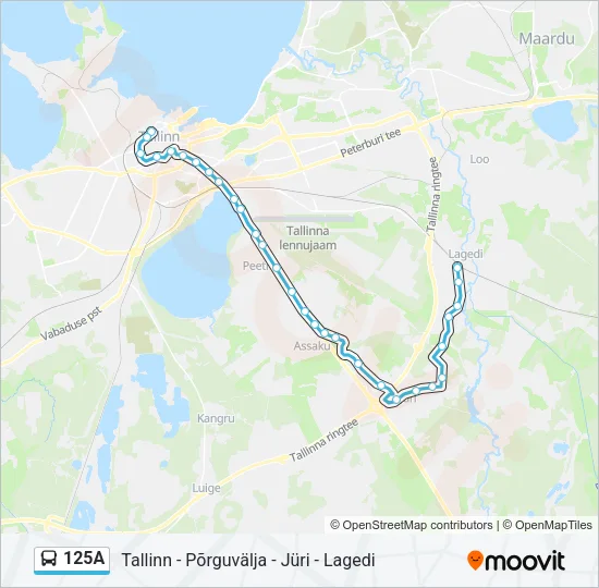 125A Bus Line Map