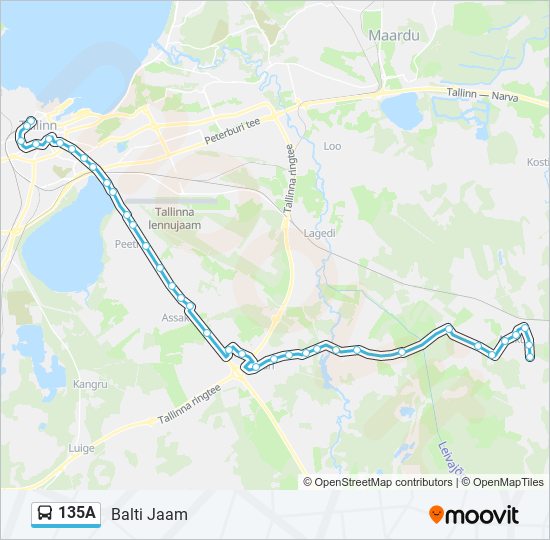 135A bus Line Map