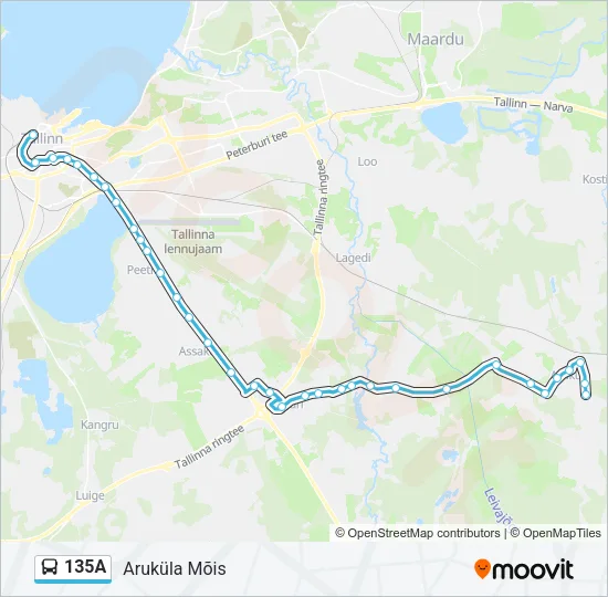 Автобус 135A: карта маршрута