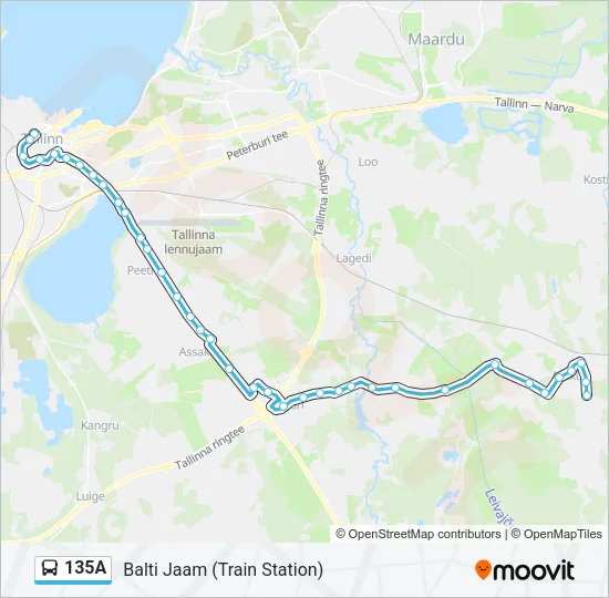 135A Bus Line Map