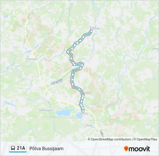 Автобус 21A: карта маршрута