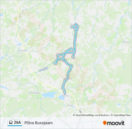 Автобус 26A: карта маршрута