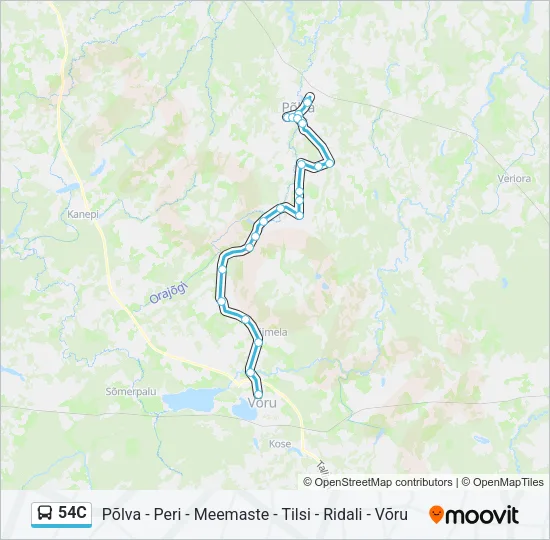 54C Bus Line Map