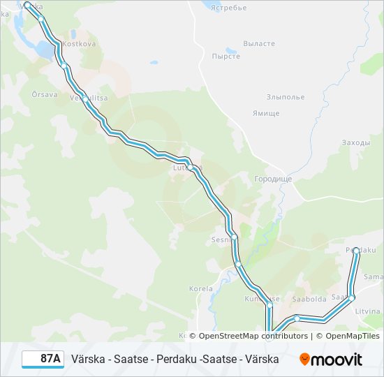 Автобус 87A: карта маршрута