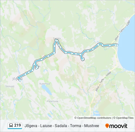 219 Bus Line Map