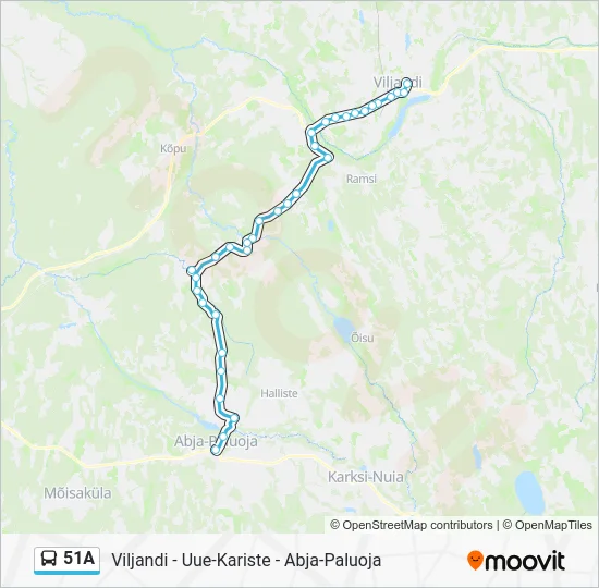 Автобус 51A: карта маршрута