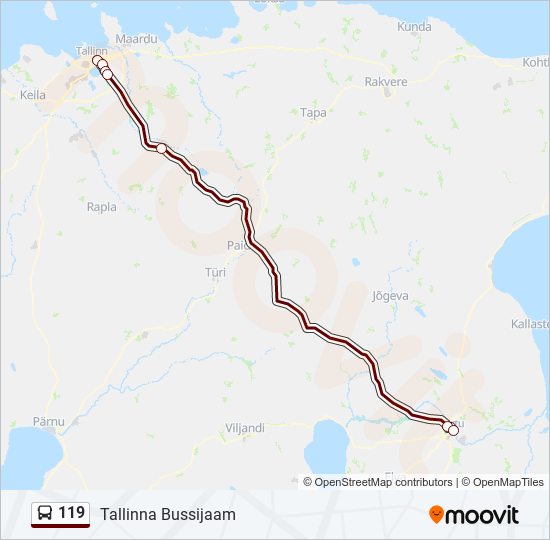 119 Route: Schedules, Stops & Maps - Tallinna Bussijaam (Updated)