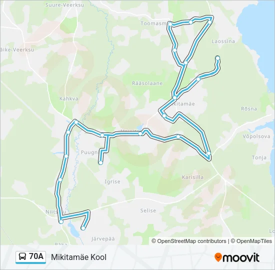 70A Bus Line Map