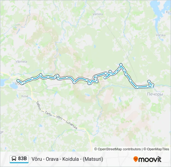 Автобус 83B: карта маршрута