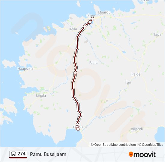 274 bus Line Map