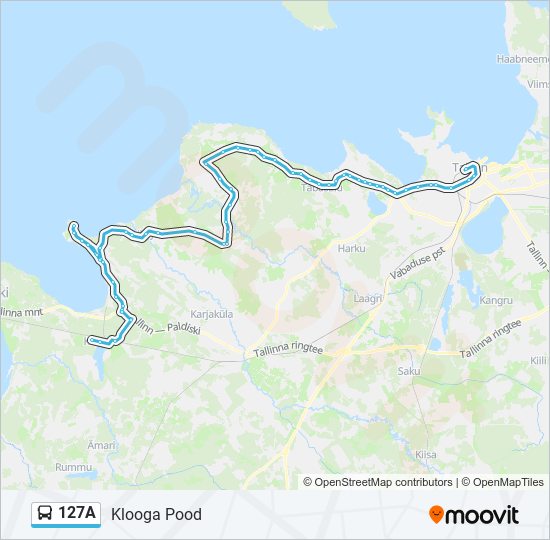 127A bus Line Map