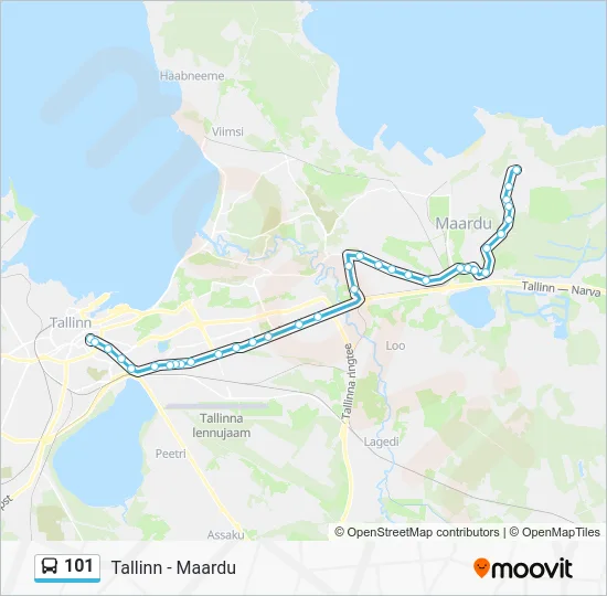 Автобус 101: карта маршрута