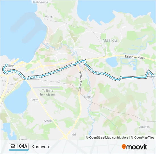 104A Bus Line Map