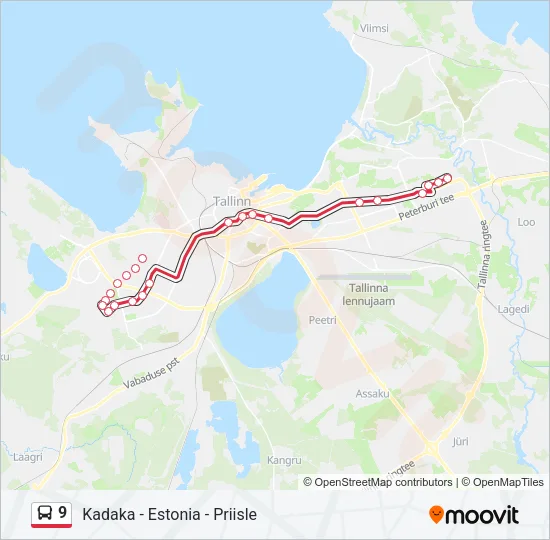 Автобус 9: карта маршрута