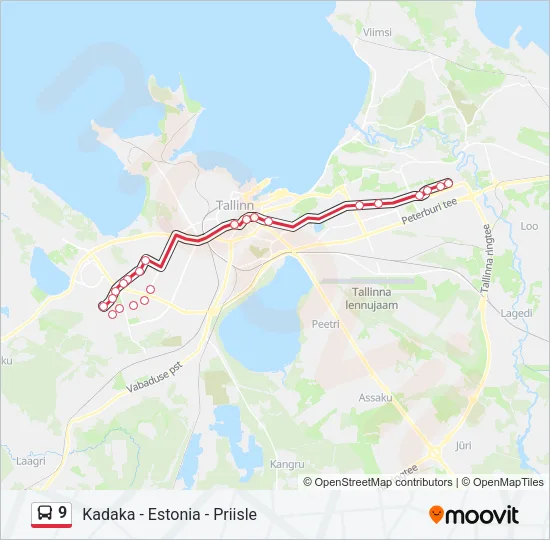 Автобус 9: карта маршрута