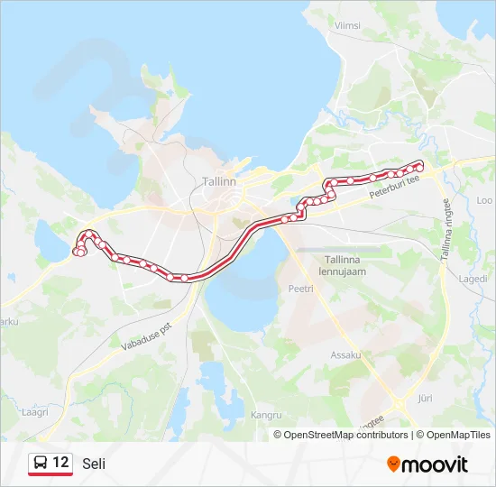 Автобус 12: карта маршрута