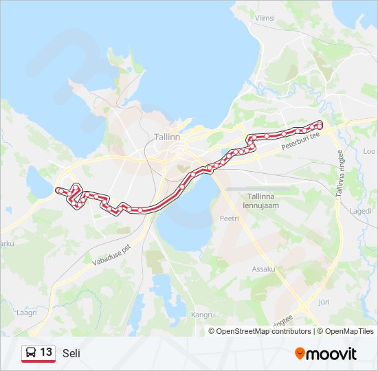 13 bus Line Map