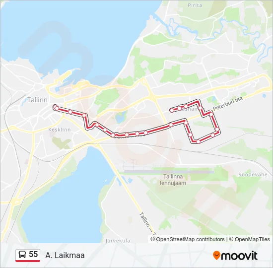 55 Bus Line Map