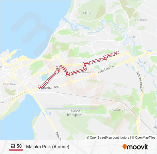 Автобус 58: карта маршрута