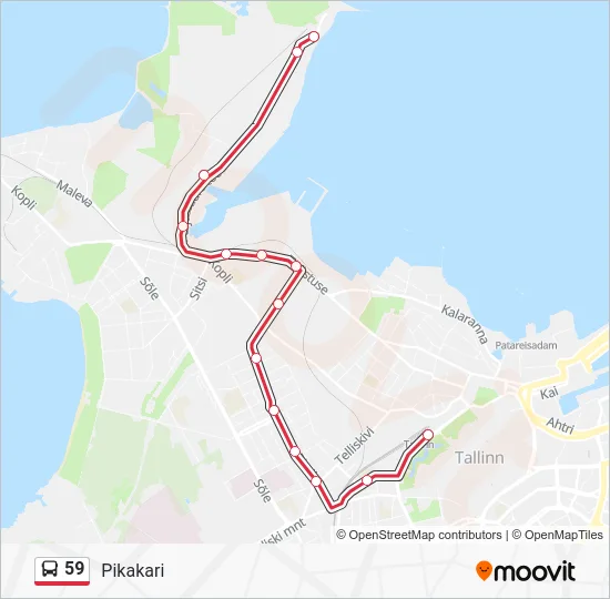 Автобус 59: карта маршрута