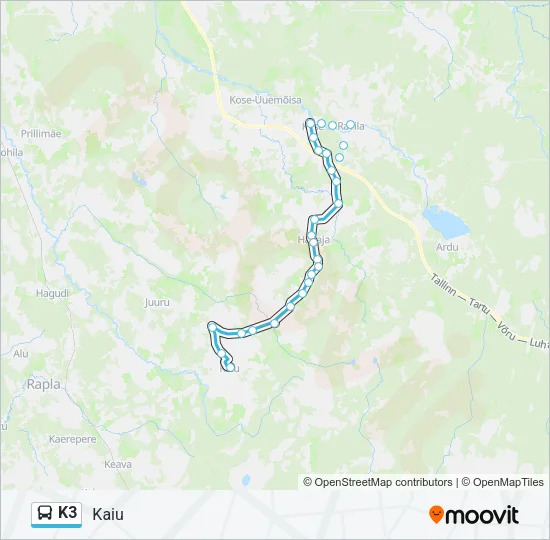 Автобус K3: карта маршрута