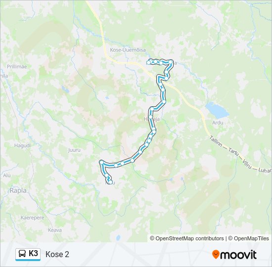 K3 bus Line Map