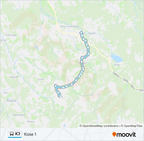 Автобус K3: карта маршрута