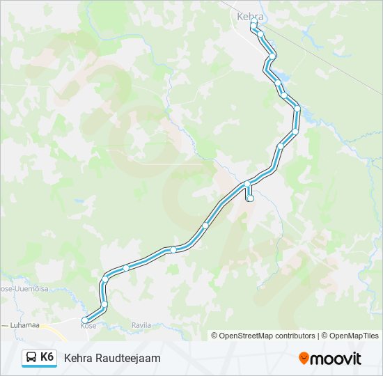 Автобус K6: карта маршрута