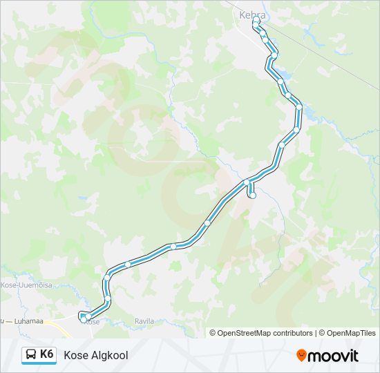 Автобус K6: карта маршрута