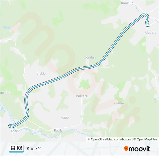 K6 Bus Line Map