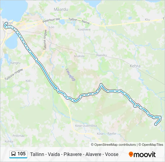 Автобус 105: карта маршрута